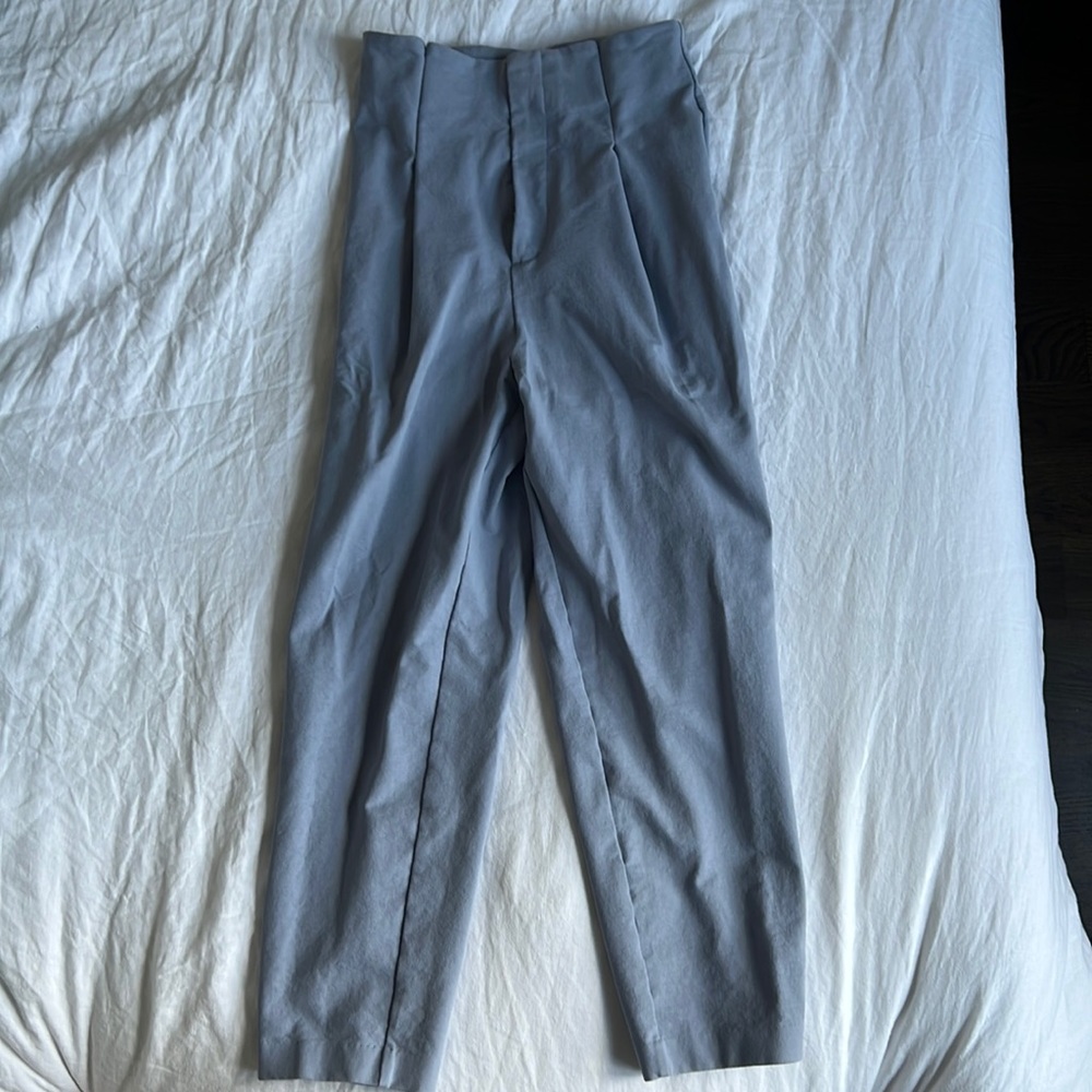Zara tapered high waisted trousers (light blue)